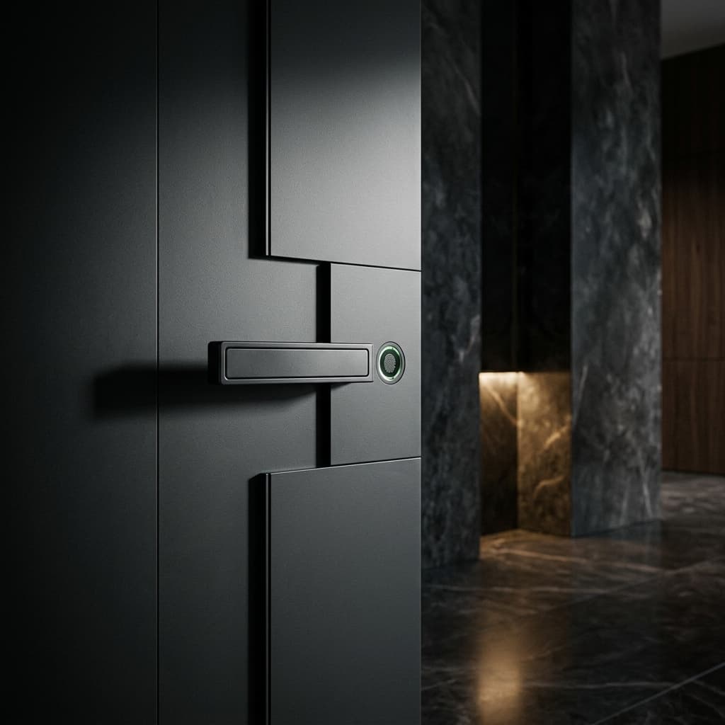 Premium Inotherm aluminum entrance door with fingerprint scanner