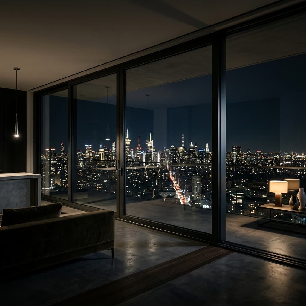 Premium Schüco aluminum windows with panoramic city view